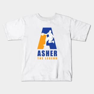 Asher Custom Player Basketball Your Name The Legend Kids T-Shirt